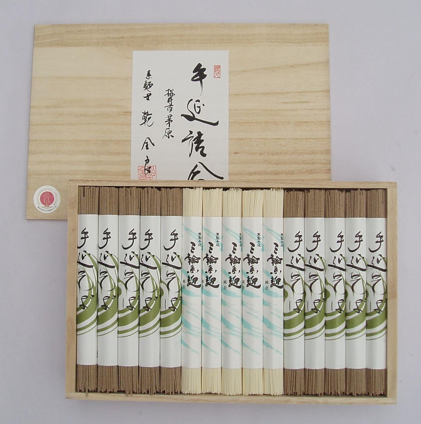 極上 手延べ そうめん 手延べ そば セット 「手延べ詰合せ」 木箱 のし付 1,500g 30束 奈良 三輪山麓にて製造