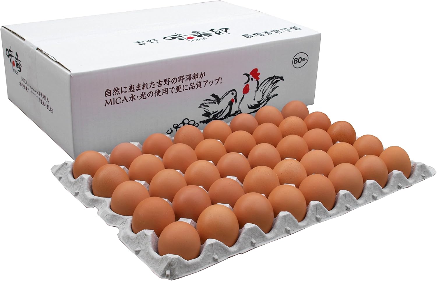 吉野MICA卵 80個 (72個+割れ補償8個) 奈良県産 こだわり 高級卵 大阪府鶏卵品評会最優秀賞受賞 ラッピング 対応可